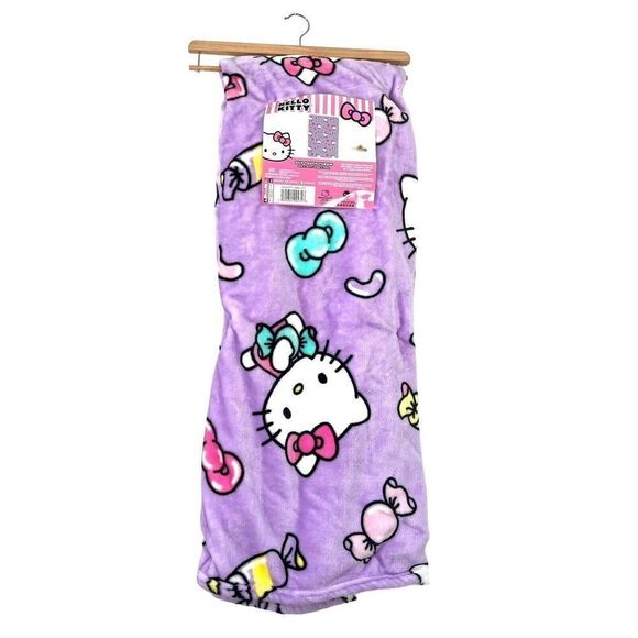 HELLO KITTY Silk Plush Throw Blanket 50” x 70” Candy Kitty Purple NWT - Picture 1 of 6